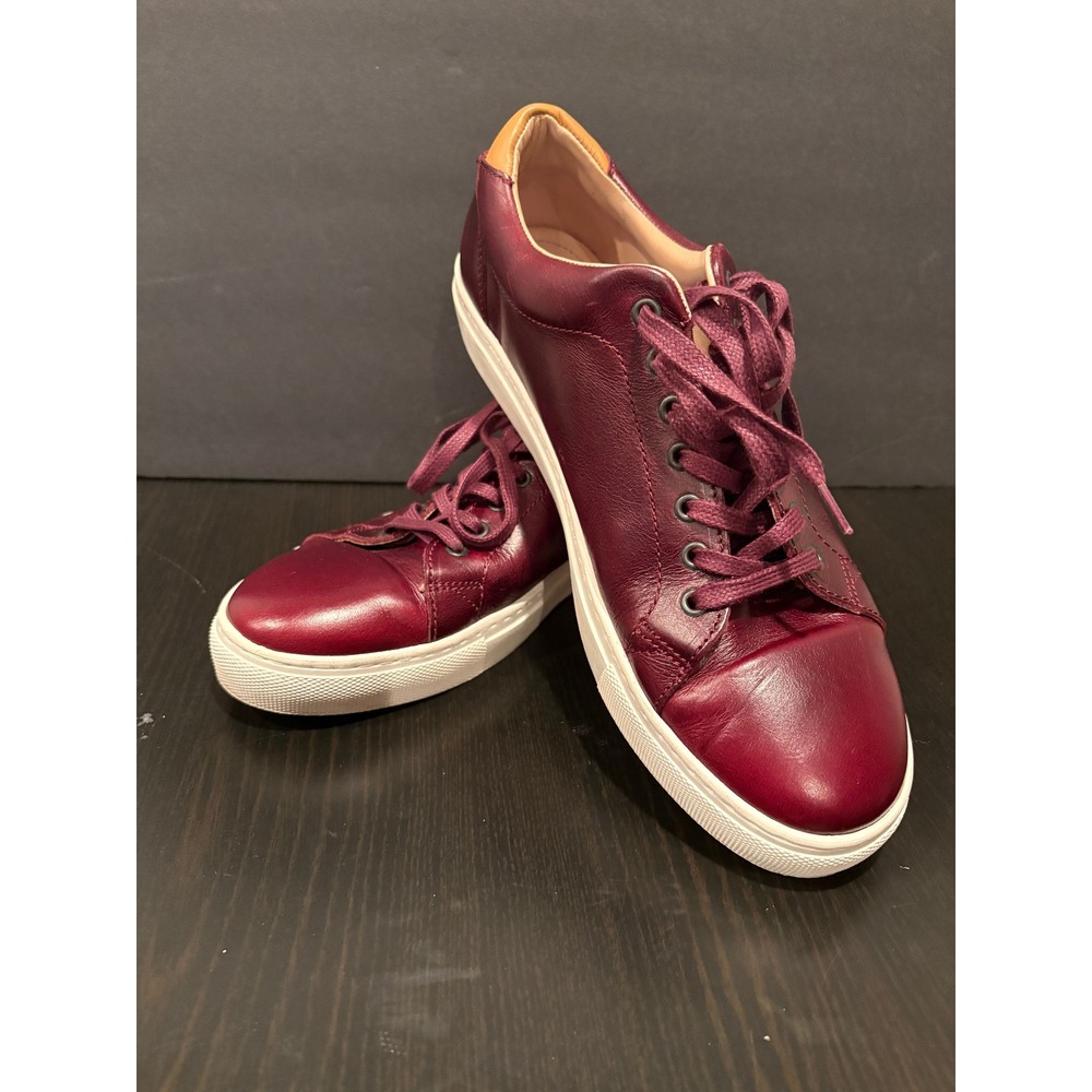 Modern Fiction Homme Mens Sneakers‎ Leather 10.5 Burgundy Low Top Contrast Heel